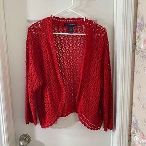 Red Crochet Shrug Large